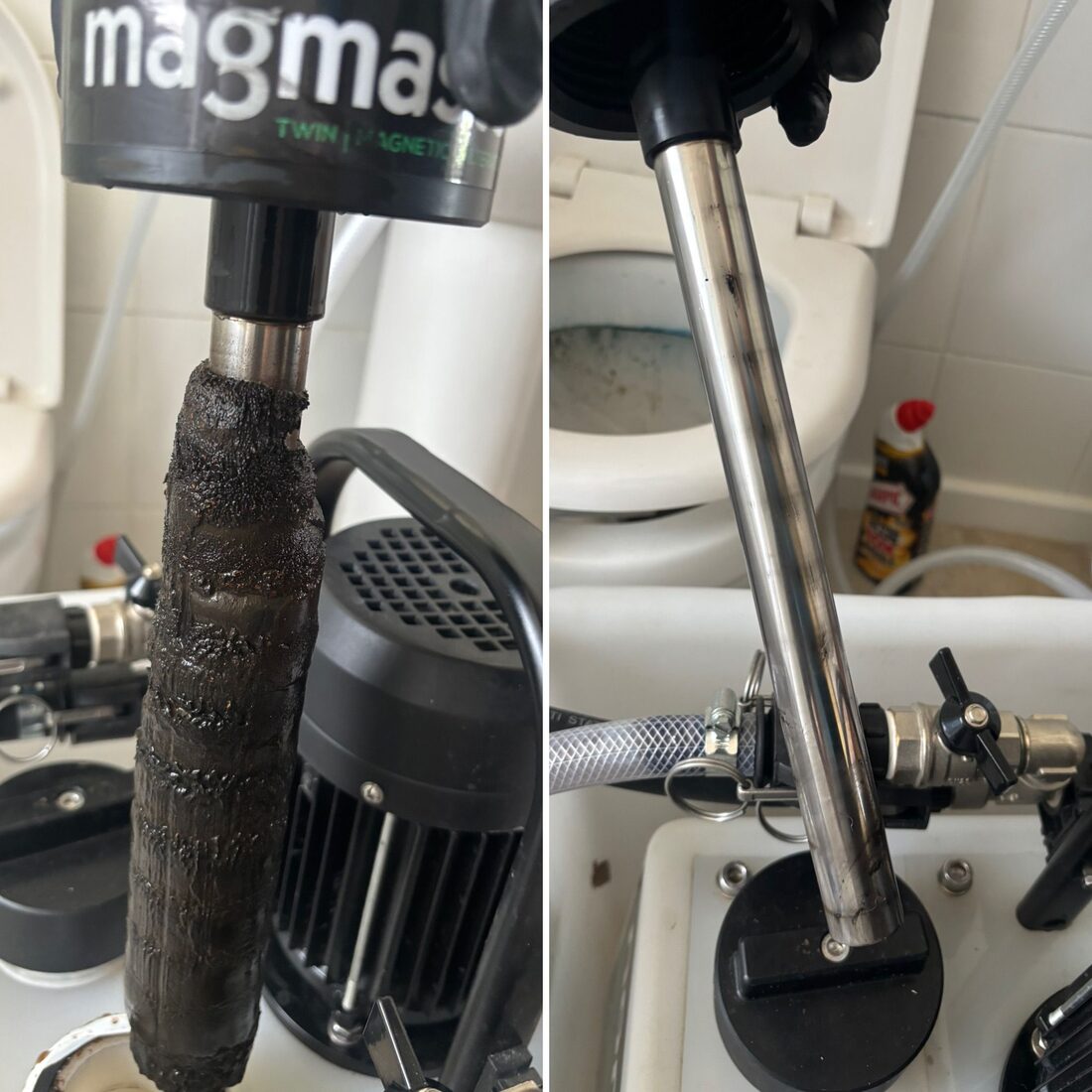 Powerflush by Silverdale Plumbing & Heating — magnetite sludge removed from a central heating system